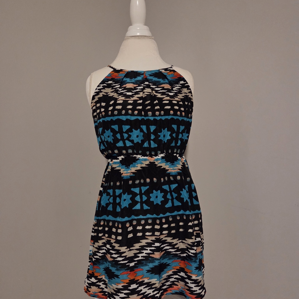 Trixxi Black and Blue Geometric Mini Dress